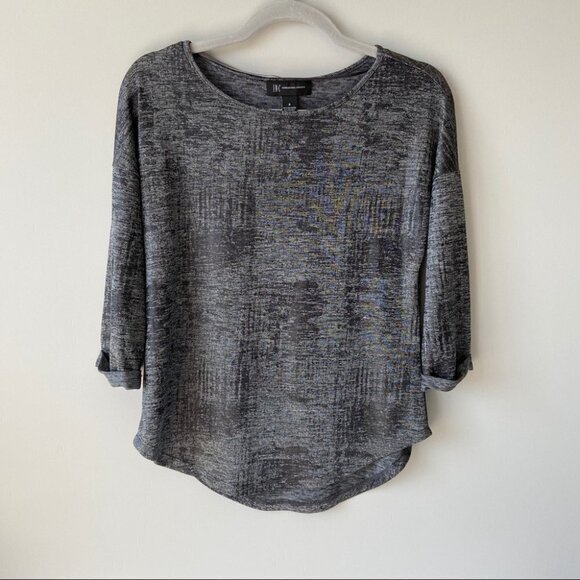 NWOT INC Dolman 3/4 Sleeve  Top Gunmetal foil Print - Picture 2 of 12